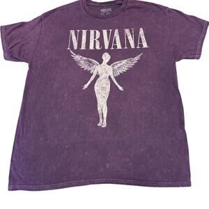 Nirvana In Utero Live 93 Purple Mineral Stone Wash Short Sleeve T-Shirt Sz L
